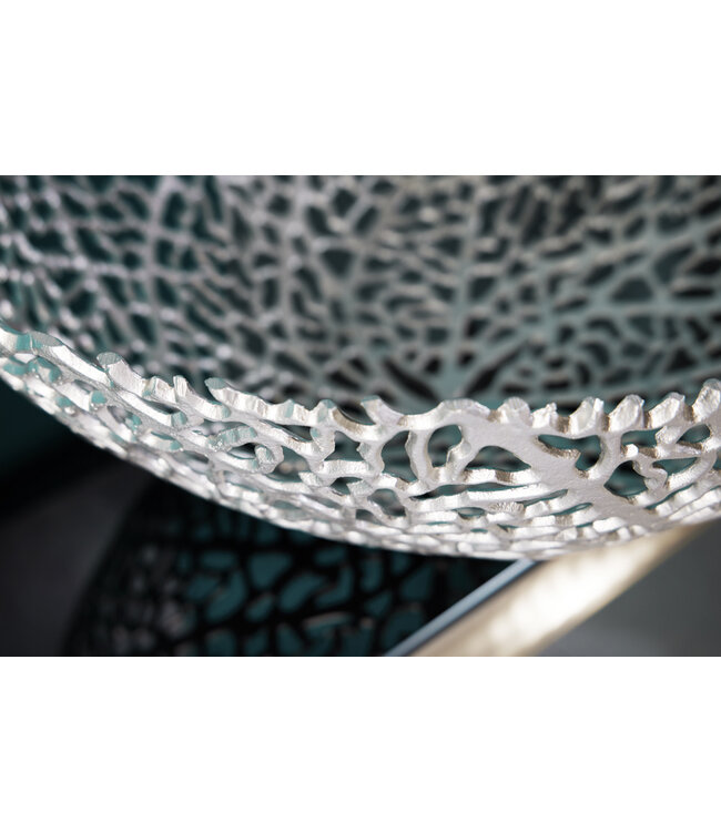 Invicta Interior Filigraan design kom ABSTRACT BLAD 45cm zilver handgemaakt - 43191