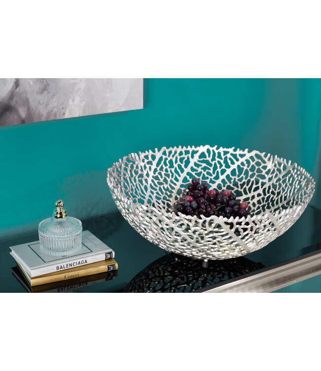 Invicta Interior Filigraan design kom ABSTRACT BLAD 45cm zilver handgemaakt - 43191