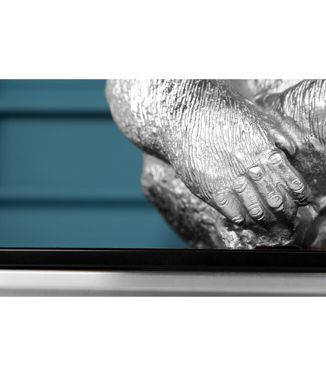 Invicta Interior Decoratief Gorilla-figuur KONG 40cm zilveren handgemaakte metalen sculptuur - 43195