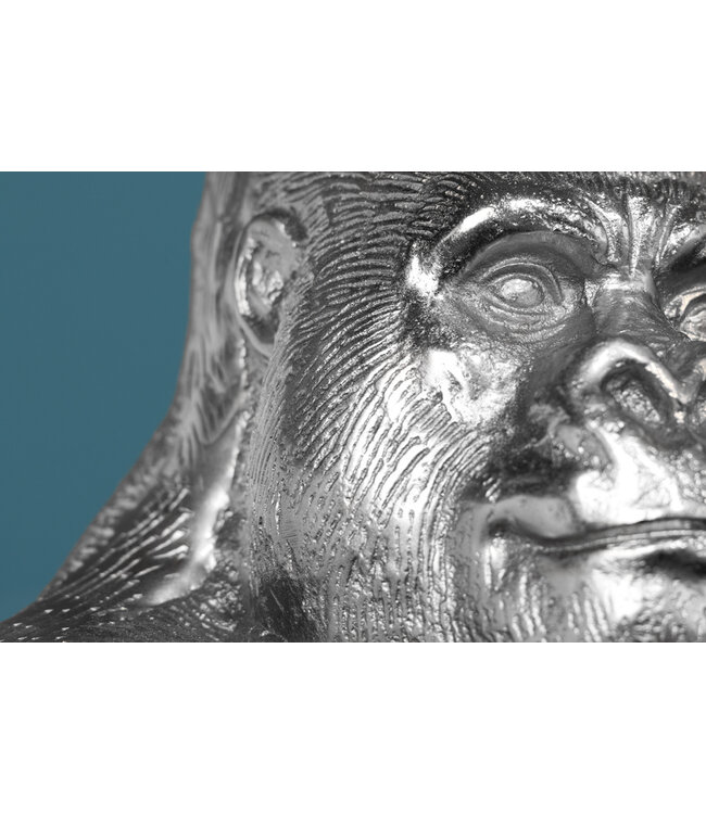 Invicta Interior Decoratief Gorilla-figuur KONG 40cm zilveren handgemaakte metalen sculptuur - 43195