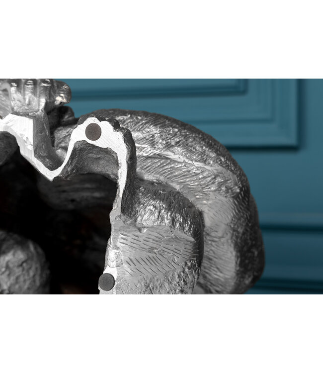 Invicta Interior Decoratief Gorilla-figuur KONG 40cm zilveren handgemaakte metalen sculptuur - 43195