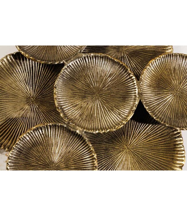 Invicta Interior Handgemaakte XXL sierschaal ABSTRACT LEAF 45cm goudkleurig metalen aluminium sieradenbakje - 43292