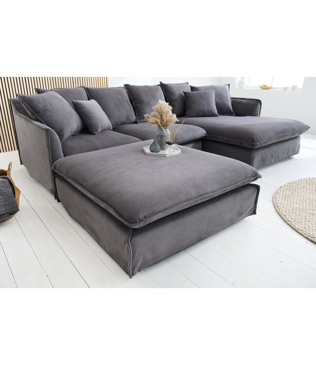 Invicta Interior Grote voetenbank HEAVEN 100cm grijs koord modern design - 43444