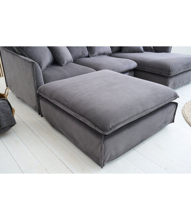 Invicta Interior Grote voetenbank HEAVEN 100cm grijs koord modern design - 43444