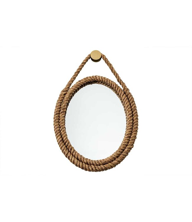 Invicta Interior Maritieme wandspiegel SEVEN SEAS 60cm natuurlijk ovaal frame met gouden touwophanging - 43471