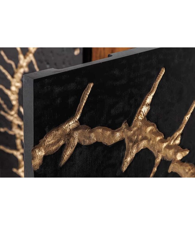 Invicta Interior Massief houten dressoir THE CIRCLE 120cm zwart goud mango metaal retro - 43479