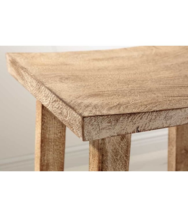 Invicta Interior Stevige kruk FINCA 45cm beige mangohout handgemaakt Boho Shabby Chic - 43669