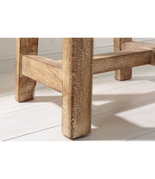 Invicta Interior Stevige kruk FINCA 45cm beige mangohout handgemaakt Boho Shabby Chic - 43669