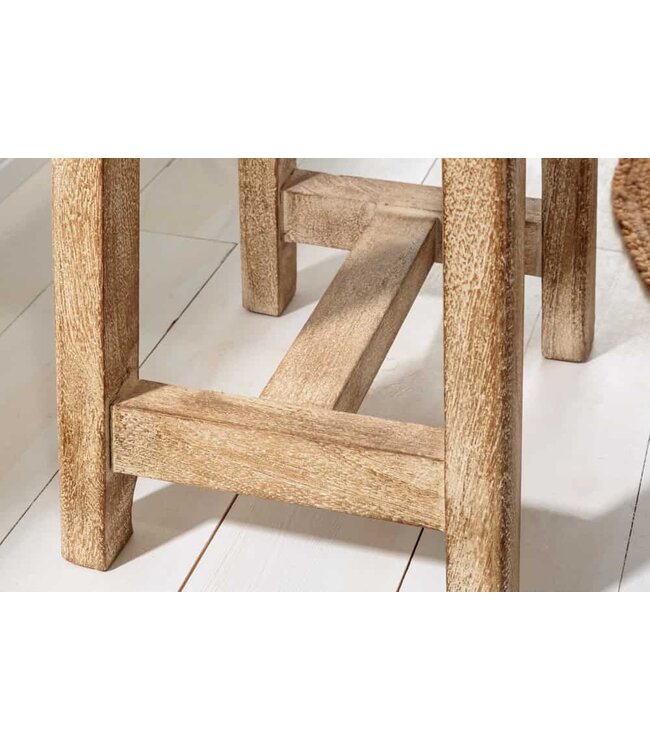 Invicta Interior Stevige kruk FINCA 45cm beige mangohout handgemaakt Boho Shabby Chic - 43669