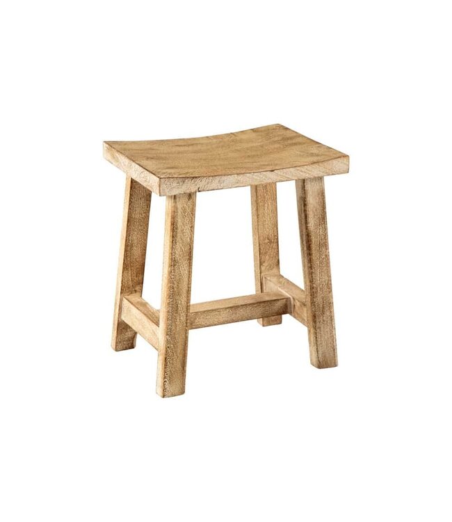 Invicta Interior Stevige kruk FINCA 45cm beige mangohout handgemaakt Boho Shabby Chic - 43669