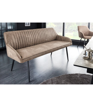 Invicta Interior Design bank TURIN 160cm taupe zwart metalen poten met armleuning - 43693