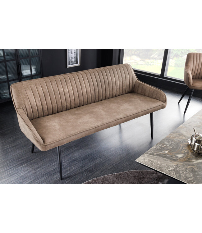 Invicta Interior Design bank TURIN 160cm taupe zwart metalen poten met armleuning - 43693