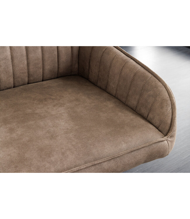 Invicta Interior Design bank TURIN 160cm taupe zwart metalen poten met armleuning - 43693