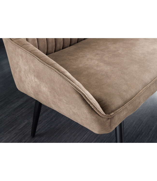 Invicta Interior Design bank TURIN 160cm taupe zwart metalen poten met armleuning - 43693
