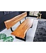 Invicta Interior Massief houten bank MAMMUT 160cm natuurlijke acaciaboomrand met rugleuning zwart metalen frame - 43745