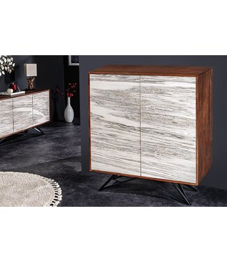 Invicta Interior Massief houten dressoir MOUNTAIN SOUL 120cm echte natuursteen witte acacia kast marmer design - 43793