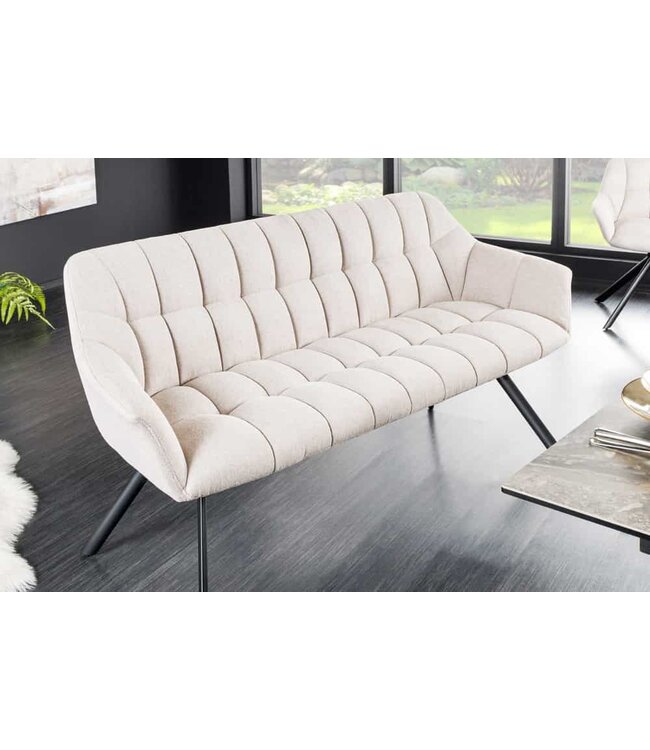 Invicta Interior Eetkamerbank PAPILLON 165cm champagne beige met rugleuning zwart metalen frame - 43880