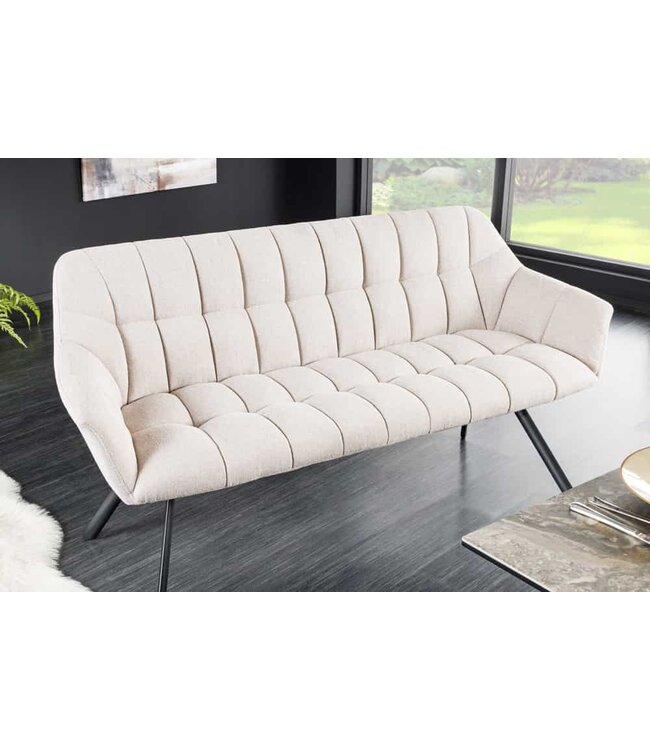 Invicta Interior Eetkamerbank PAPILLON 165cm champagne beige met rugleuning zwart metalen frame - 43880