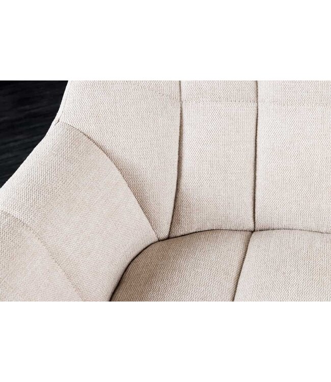 Invicta Interior Eetkamerbank PAPILLON 165cm champagne beige met rugleuning zwart metalen frame - 43880