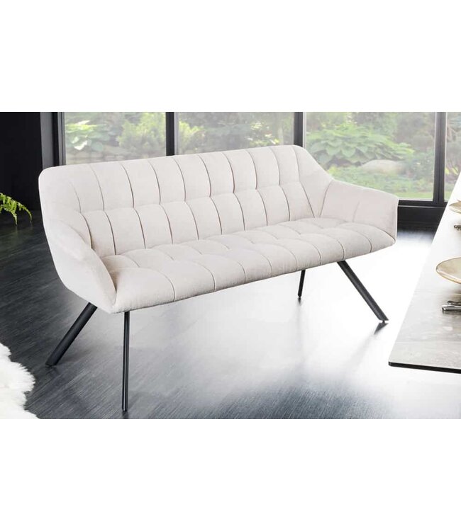 Invicta Interior Eetkamerbank PAPILLON 165cm champagne beige met rugleuning zwart metalen frame - 43880