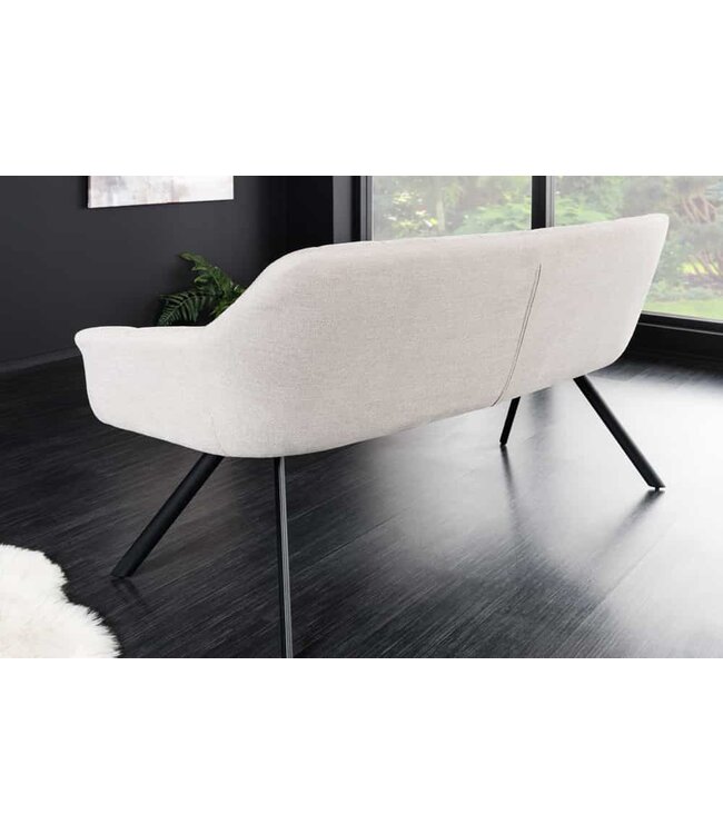 Invicta Interior Eetkamerbank PAPILLON 165cm champagne beige met rugleuning zwart metalen frame - 43880