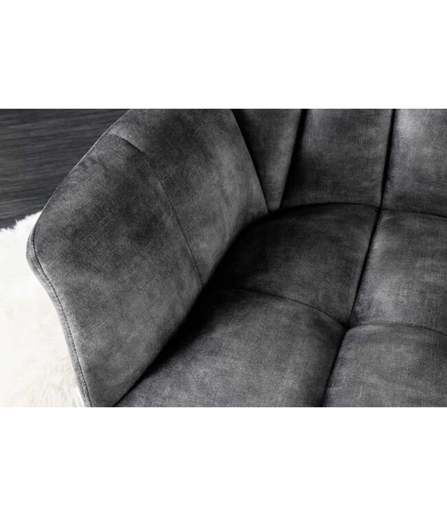 Invicta Interior Eetkamerbank PAPILLON 165cm grijs fluweel met rugleuning zwart metalen frame - 43881