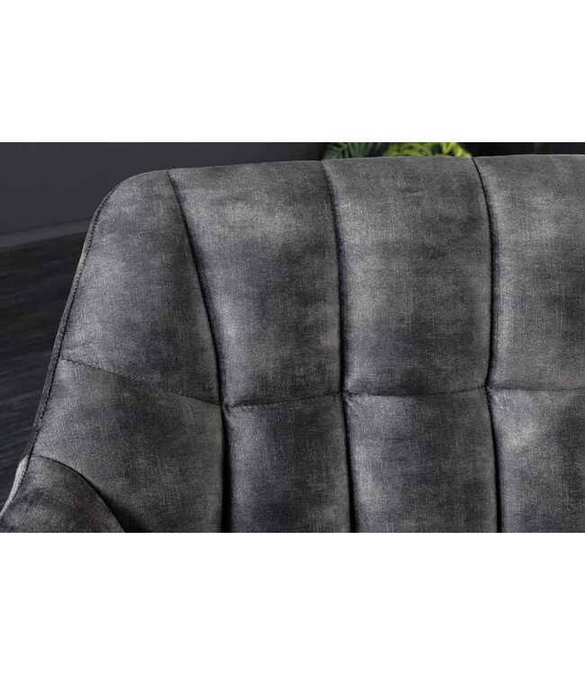 Invicta Interior Eetkamerbank PAPILLON 165cm grijs fluweel met rugleuning zwart metalen frame - 43881