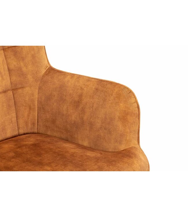 Invicta Interior Moderne fauteuil SCANDINAVIA mosterdgeel fluweel zwart metalen poten met armleuningen - 44019