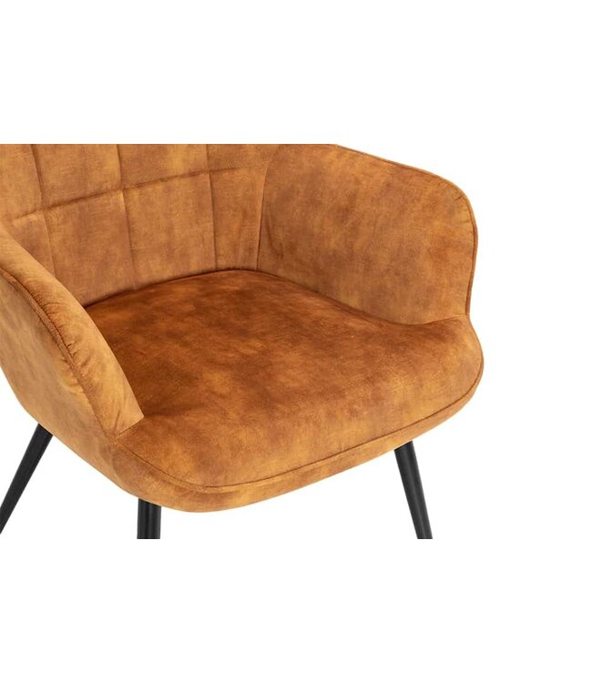 Invicta Interior Moderne fauteuil SCANDINAVIA mosterdgeel fluweel zwart metalen poten met armleuningen - 44019