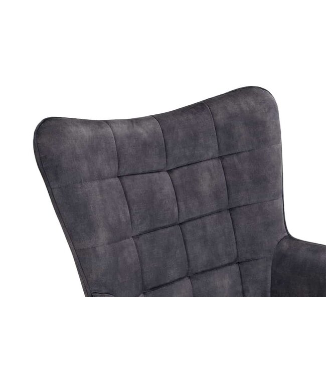 Invicta Interior Moderne fauteuil SCANDINAVIA grijs fluweel zwart metalen poten met armleuningen - 44020