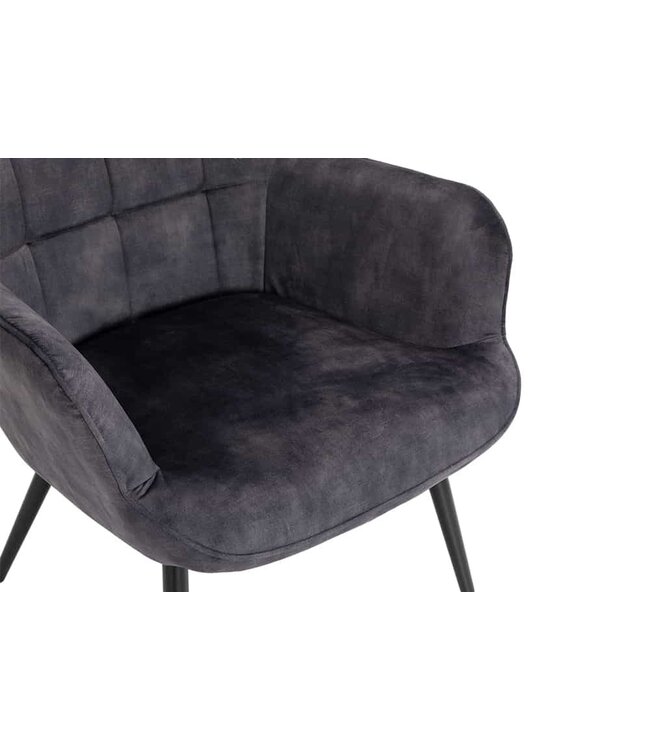 Invicta Interior Moderne fauteuil SCANDINAVIA grijs fluweel zwart metalen poten met armleuningen - 44020