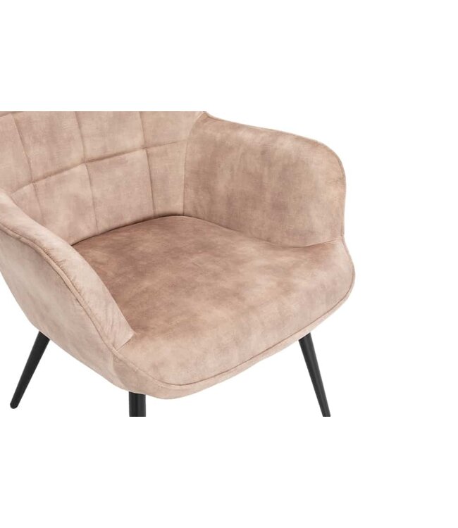 Invicta Interior Moderne fauteuil SCANDINAVIA champagne fluweel zwart metalen poten met armleuningen - 44021