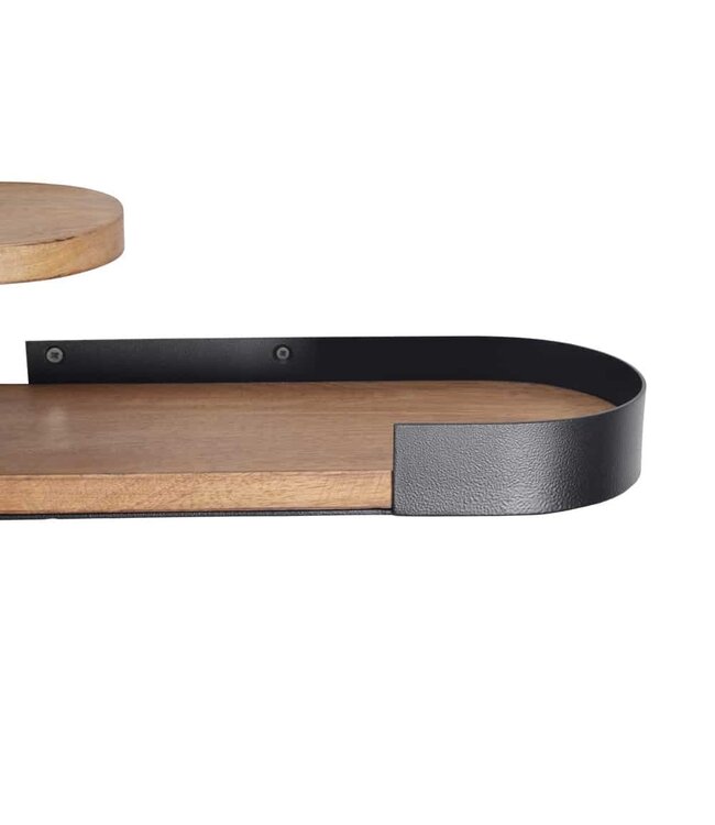 Invicta Interior Moderne set van 2 wandplanken PURE NATURE 60cm zwart mangohout massief metaal handgemaakt - 44307