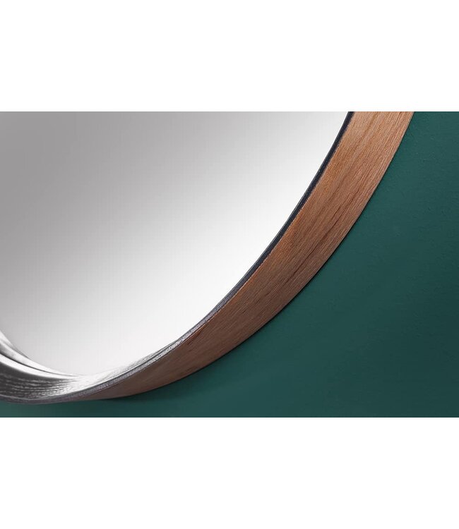 Invicta Interior Ronde wandspiegel AMSTERDAM 70cm naturel zwart massief eikenhout handgemaakt - 43869