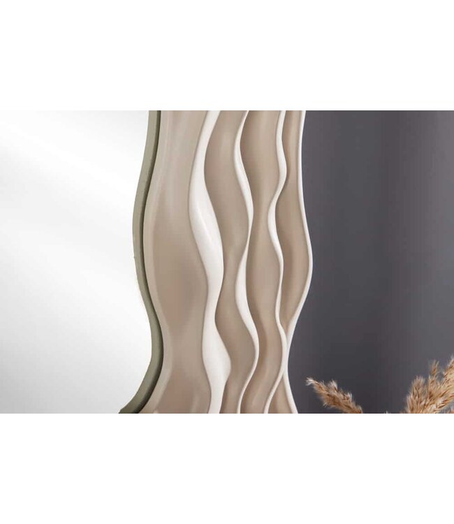 Invicta Interior Moderne wandspiegel WAVE 90cm grijs abstract golfdesign vierkant - 43871