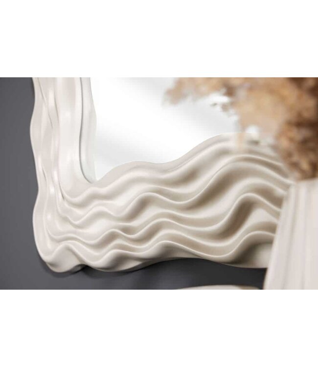 Invicta Interior Moderne wandspiegel WAVE 90cm grijs abstract golfdesign vierkant - 43871