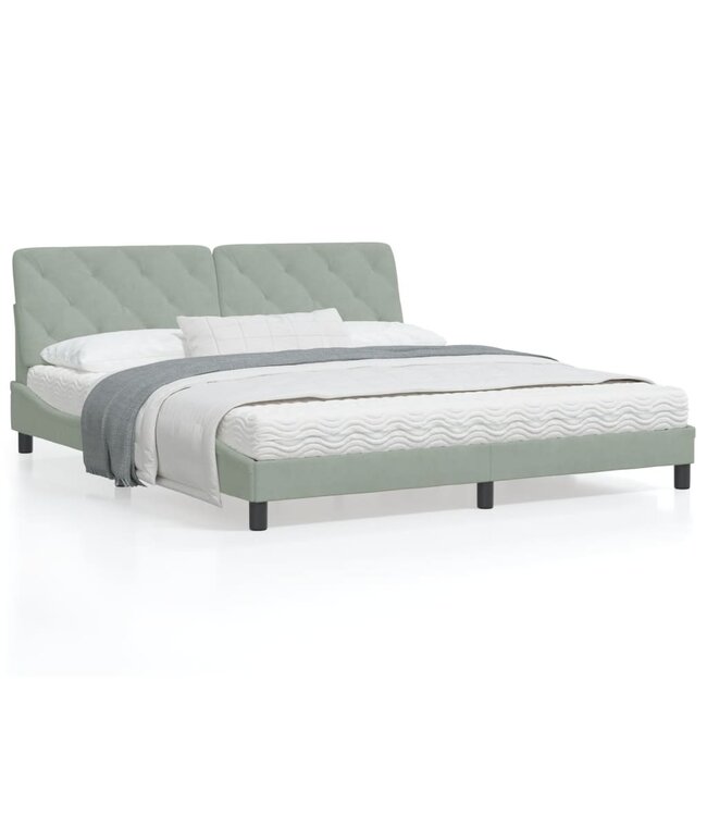 Vida XL Bed met matras fluweel lichtgrijs 180x200 cm SKU: V3208670