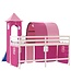 Vida XL Kinderhoogslaper met toren 90x190 cm massief grenenhout roze SKU: V3207113