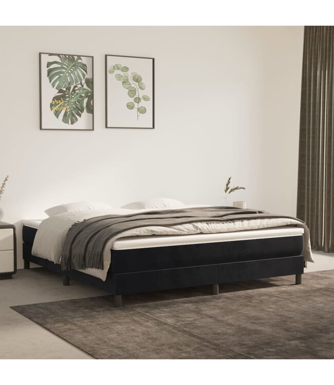 Vida XL Boxspring met matras fluweel zwart 180x200 cm SKU: V3144347