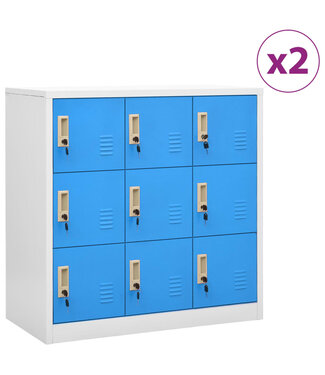 Vida XL Lockerkasten 2 st 90x45x92,5 cm staal lichtgrijs en blauw SKU: V3095240