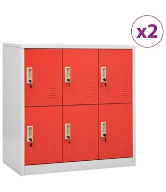 Vida XL Lockerkasten 2 st 90x45x92,5 cm staal lichtgrijs en rood SKU: V3095233