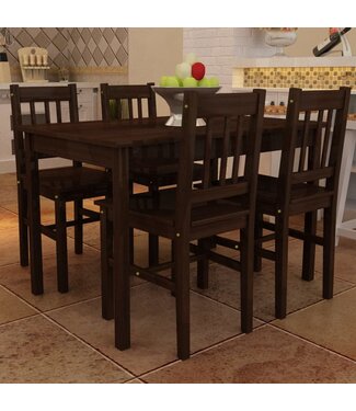 Vida XL Eettafel met 4 stoelen hout bruin SKU: V241221