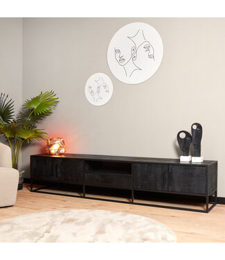 Starfurn Tv meubel Denver Black 240 cm | Mangohout en staal STF-8709