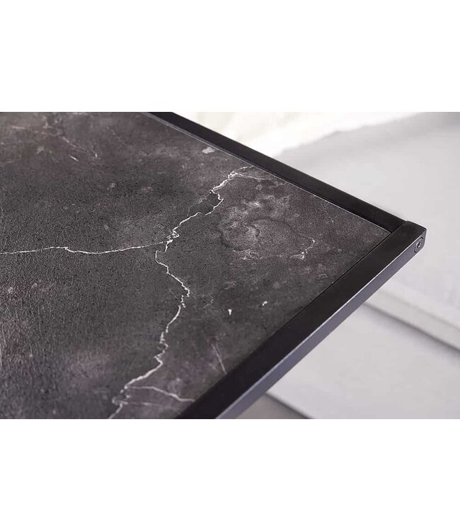 Invicta Interior Moderne bijzettafel SLIM LINE 65cm antraciet zwart marmer design metalen laptoptafel - 44178