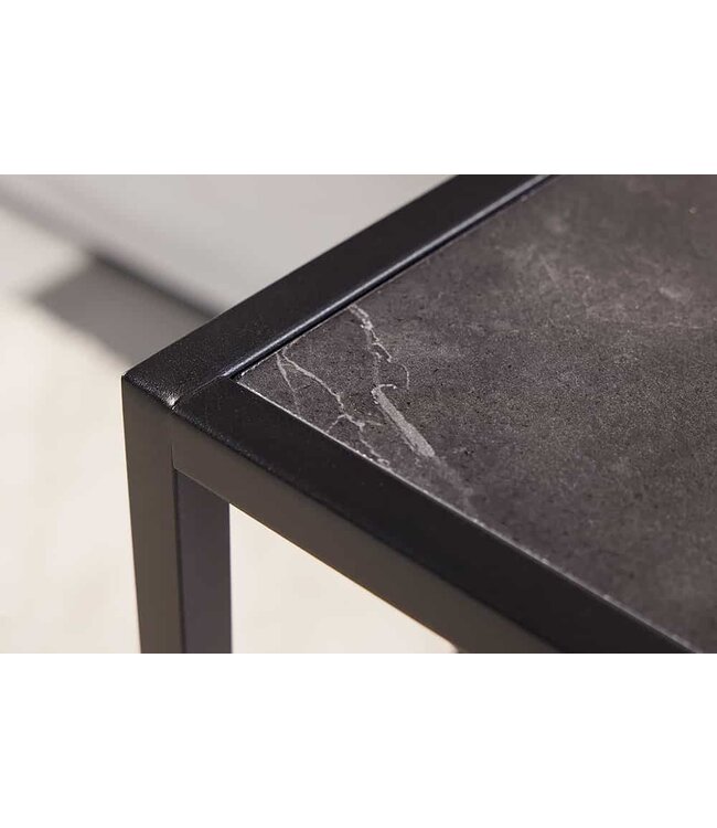 Invicta Interior Moderne bijzettafel SLIM LINE 65cm antraciet zwart marmer design metalen laptoptafel - 44178