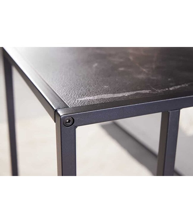 Invicta Interior Moderne bijzettafel SLIM LINE 65cm antraciet zwart marmer design metalen laptoptafel - 44178