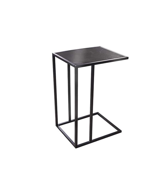 Invicta Interior Moderne bijzettafel SLIM LINE 65cm antraciet zwart marmer design metalen laptoptafel - 44178