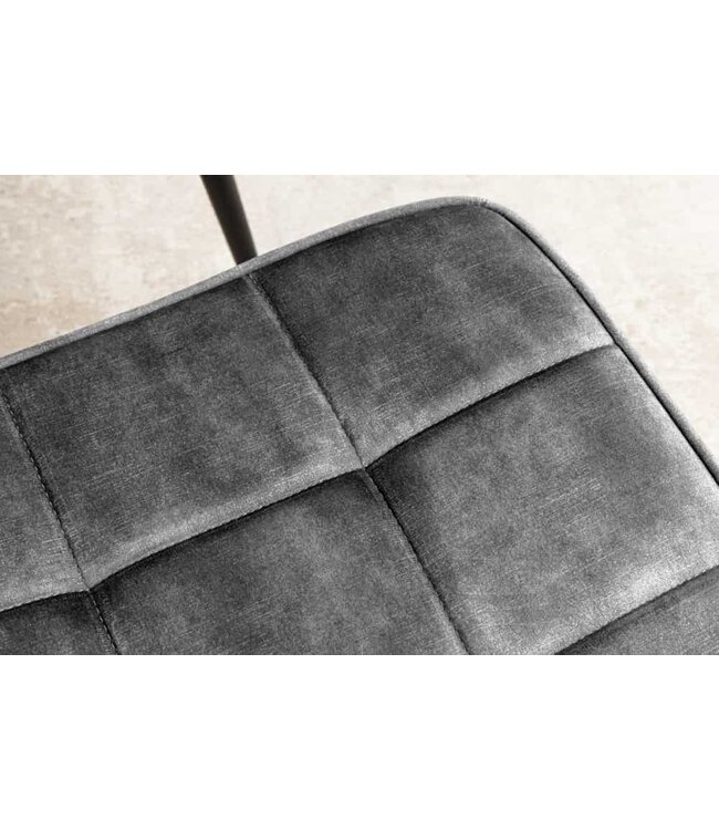 Invicta Interior Moderne kruk SCANDINAVIA grijs fluweel zwarte metalen poten voetenbank - 44026