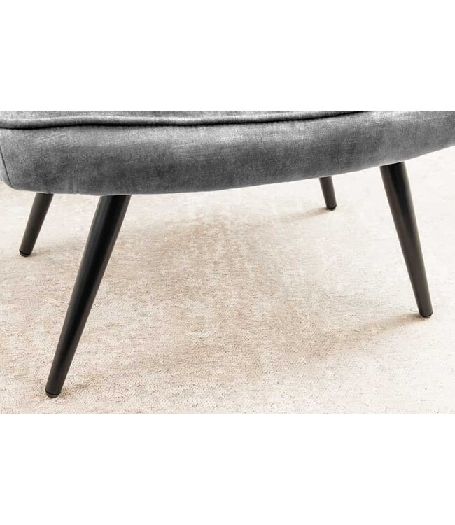 Invicta Interior Moderne kruk SCANDINAVIA grijs fluweel zwarte metalen poten voetenbank - 44026