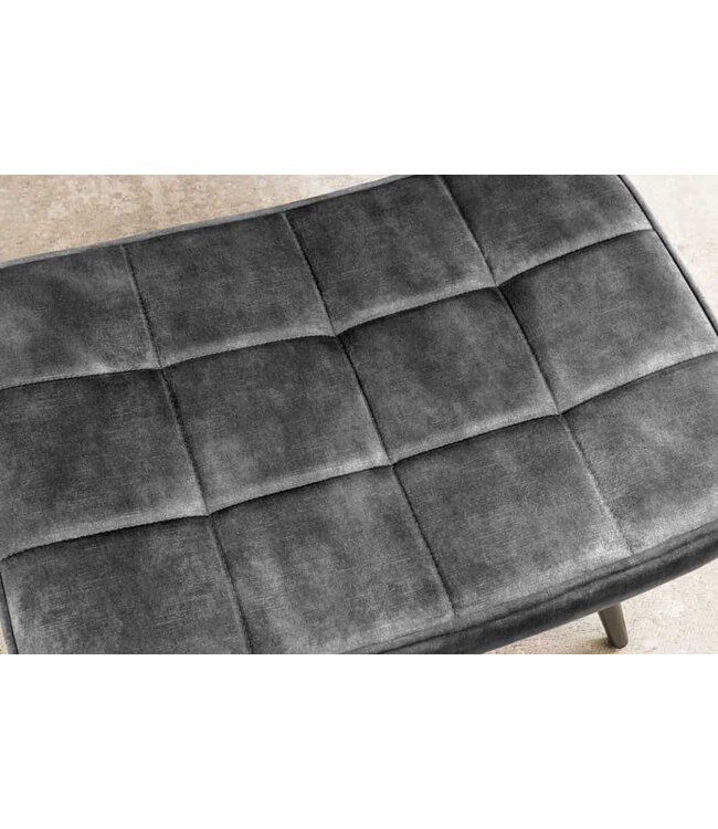 Invicta Interior Moderne kruk SCANDINAVIA grijs fluweel zwarte metalen poten voetenbank - 44026